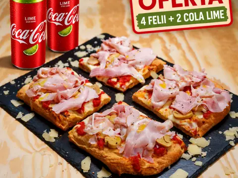 Prosciutto e Funghi (blat Scrocchiarella) - 598g + 2 Coca Cola Lime